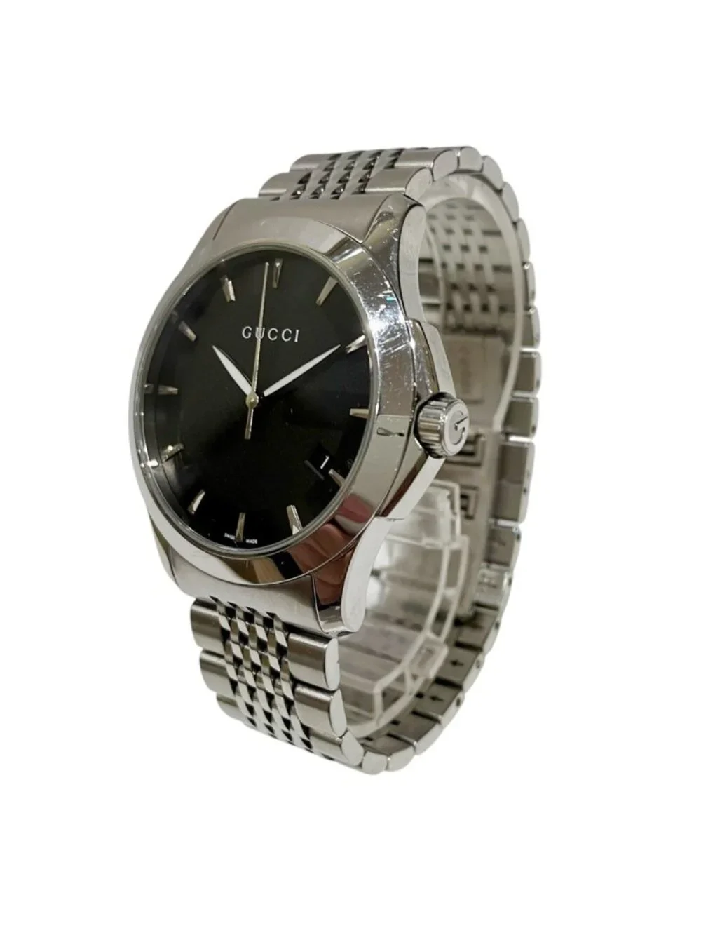 Gucci G-Timeless Watch SS Quartz Black Dial 126.4